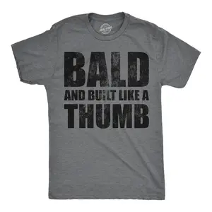 Mens Funny T Shirts Bald and Built Like A Thumb Sarcastic Hair Loss Graphic Novelty Tee for Men Mens Funny T Shirts Cool Vintage Fashion T-Shirt Gift Classic Menswear Funny Sarcastic Short Sleeve Novelty Tees Dark Grey