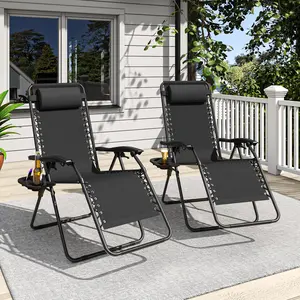Zero Gravity Folding Lounge Chair, 300lb Capacity Recliner with Headrest & Removable Tray, 90-170° Adjustable, Portable for Patio Beach Camping Indoor Outdoor Use tempered glass tab tanning chair le sombrilla de swing
