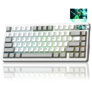 [New]AULA Nova75 Wireless Custom Gaming Keyboard with Smart Display, Creamy Mechanical Keyboard, Tri-Mode BT 75% Compact RGB ri-Mode Hot-Swappable Keyboard for PC Mac iPad esports game
