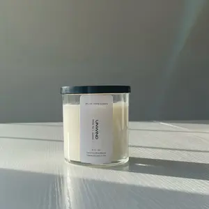 White Tea Candle - Unwind Coconut Wax  Lemon Scent Wick Freshener Perfume Fragrance Scent Scented Fragrance Aroma Relax