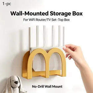 Creative Wall-Mounted WiFi Storage Box, No Drilling Router Organizer, Wall Mount Compatible, M-Type Design, Open Design, Easy Access, Dual Installation Options