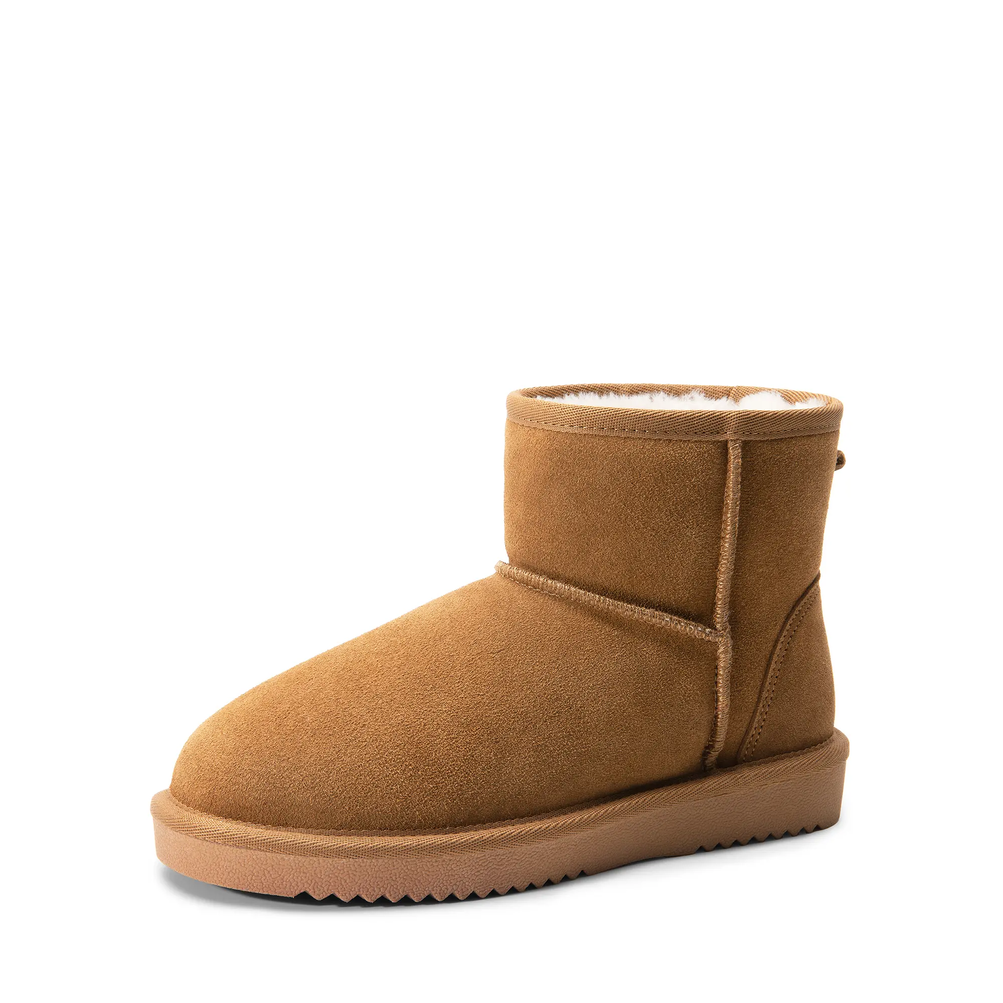 DREAM PAIRS Snow Boots for Women Genuine Suede Faux Fur Lining Classic Water Resistant Anti-Slip Warm Winter Booties Slip On Memory Foam Comfort Short Ankle Boots