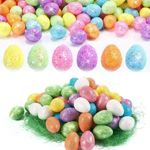 30/60 Counts Mini Foam Easter Eggs Bulk – Shiny Glitter-Finish Craft Eggs in Random Colors, For Festive Party Favors, Baskets, Diy Projects & DIY Decor Decoration