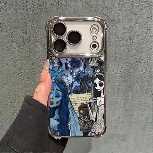 Blue Corpse Bride Collage Phone Case for iPhone 17 AIR 17 PRO 16 PRO 15  PRO MAX  14 PLUS 13 PRO 12 11 series (silicone softshell) airbag anti-drop and shockproofmobile phone protective case, Accessories, Smartphone
