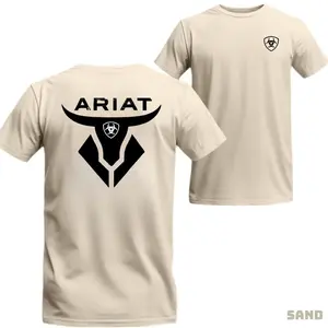 Ariat T-shirt - Featuring A Bold Black Bull Head Logo, Perfect For A Distinctive And Rugged Western Style Menswear Top Tshirt Casual Streetwear Man