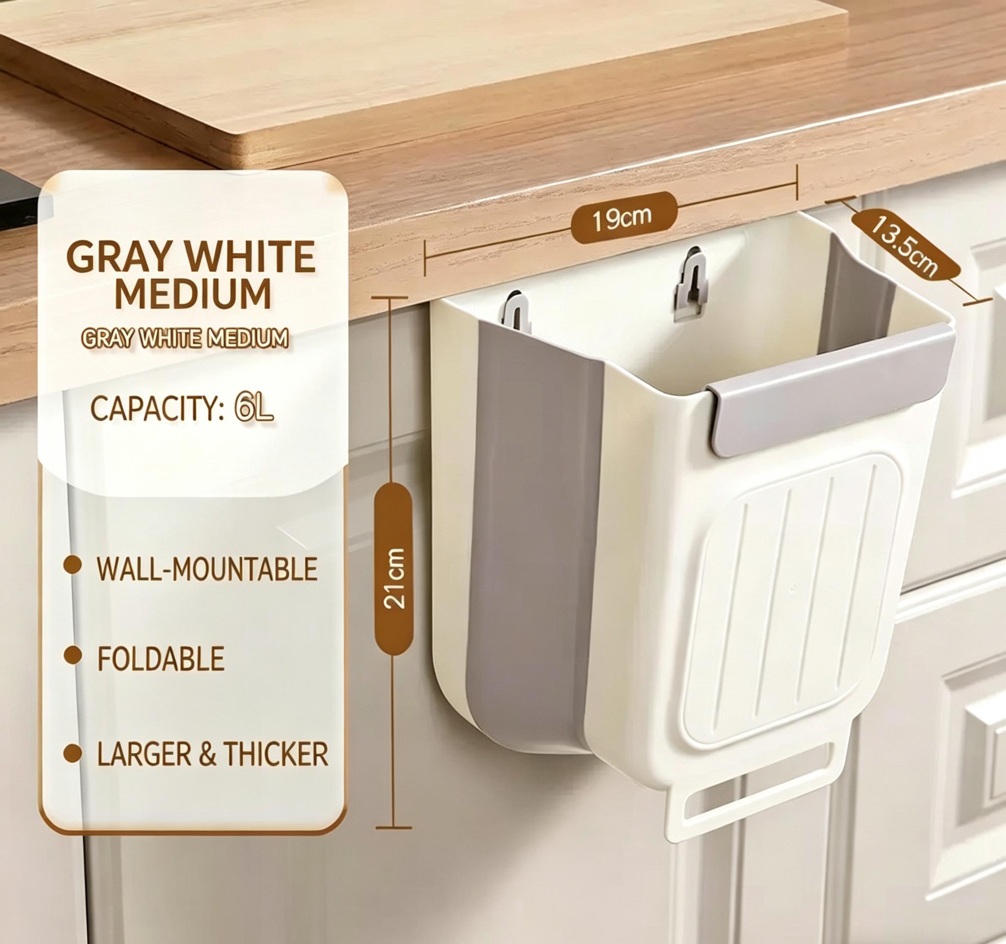 Foldable Kitchen Trash Can, Hanging Cabinet Door Garbage Bin, No Bending Over, Space Saving Wall Mounted Rubbish Bin for Kitchen, Bathroom,Foldable Design for Easy Storage, Durable Plastic Waste Container for Food Scraps, Household Organizer