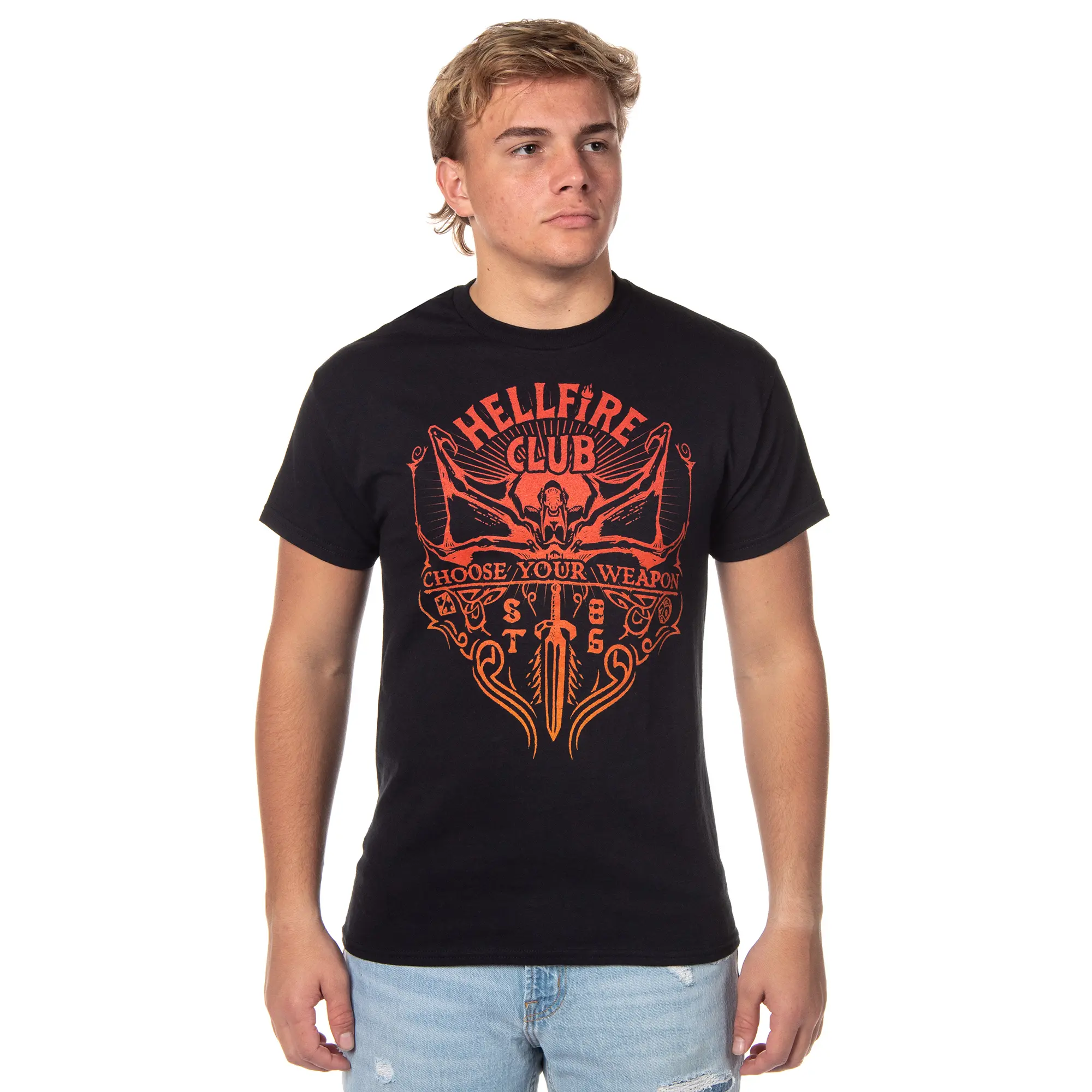 Strangers Things Men's Hellfire Club Choose Your Weapon T-Shirt Tee
