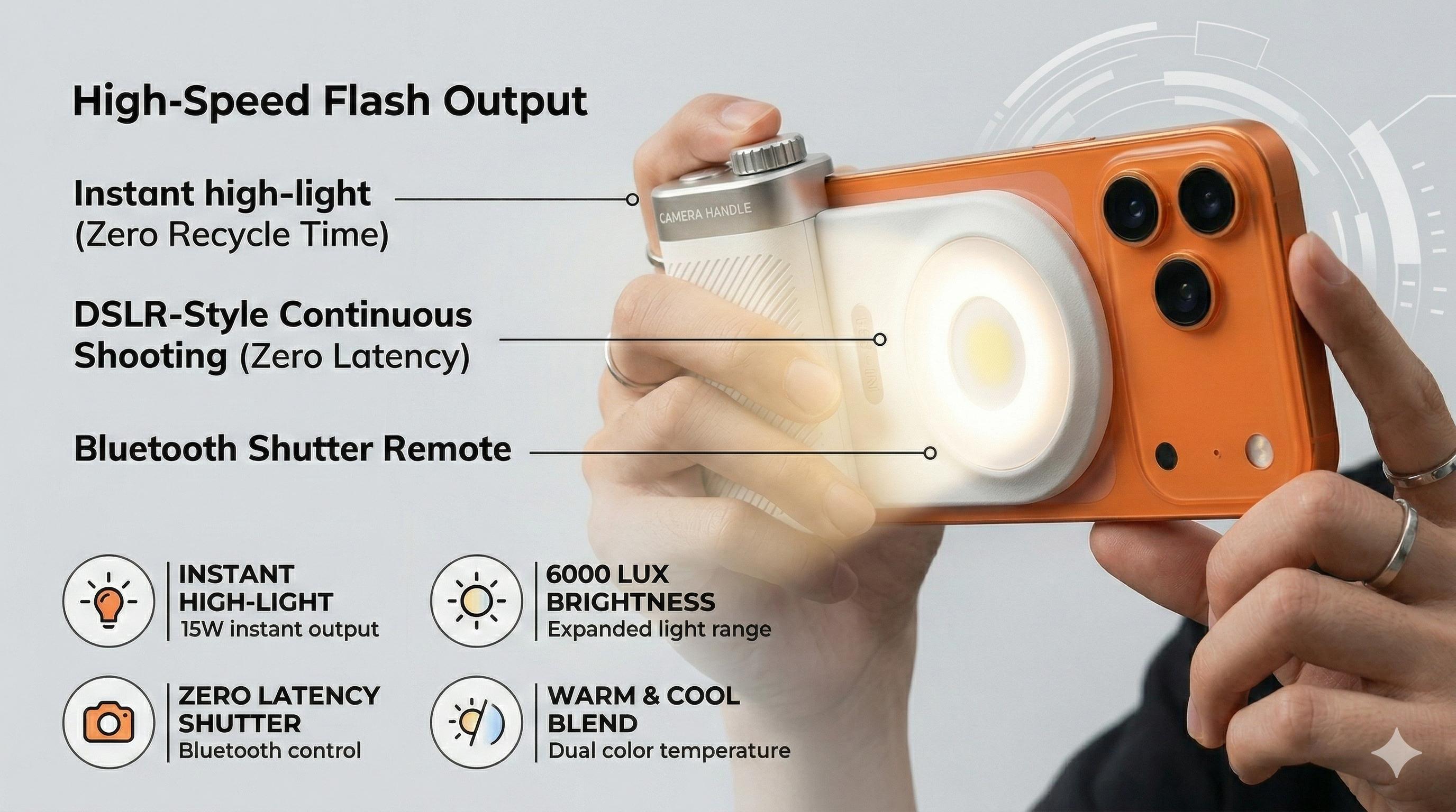 ZHENL M31 Magnetic Phone Camera Grip with 15W Dual Flash, DSLR-Style Shutter Handle for Magsafe iPhone 17 16 15 Pro Max & Android, 360° Rotating Fill Light & Bluetooth Remote - Professional Content Creator Kit for TikTok/Vlog Rechargeable Multifunctional ZHENL M31 Magnetic Phone Camera Grip with 15W Dual Flash, DSLR-Style Shutter Handle for Magsafe iPhone 17 16 15 Pro Max & Android, 360° Rotating Fill Light & Bluetooth Remote - Professional Content Creator Kit for TikTok/Vlog Rechargeable Multifunctional