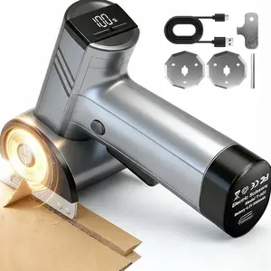 Cordless Electric Scissors 4.2V – Rechargeable Heavy Duty Cutter with Safety Lock, with LED Display LED Light, Long Battery Life & 2 Extra Blades EasySwap Blade Change for Thin Cardboard Carpet Leather Sewing Supplies Crafts Sewing Tools Crafting Supplies