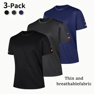 Three-piece quick-dry short-sleeve T-shirt set suitable for everyday commuting, ideal for the gym and office. Quick-drying, breathable tops with stretchy fabric for casual workouts and running.