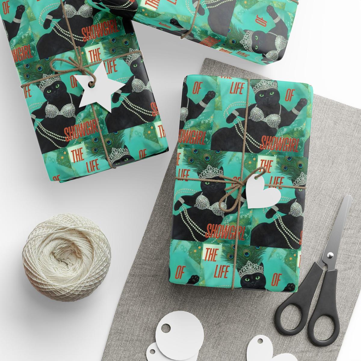 Black Cat Wrapping Paper, Festival Holiday Gift Wrap, Funny Meme Christmas Music Album Cover, Xmas Gift Wrap Paper for Fan Family Friends, High-Quality Print, Vibrant Colors, Fun Patterns, Perfect for Gift Wrapping, Crafting, Wrapping Paper trend