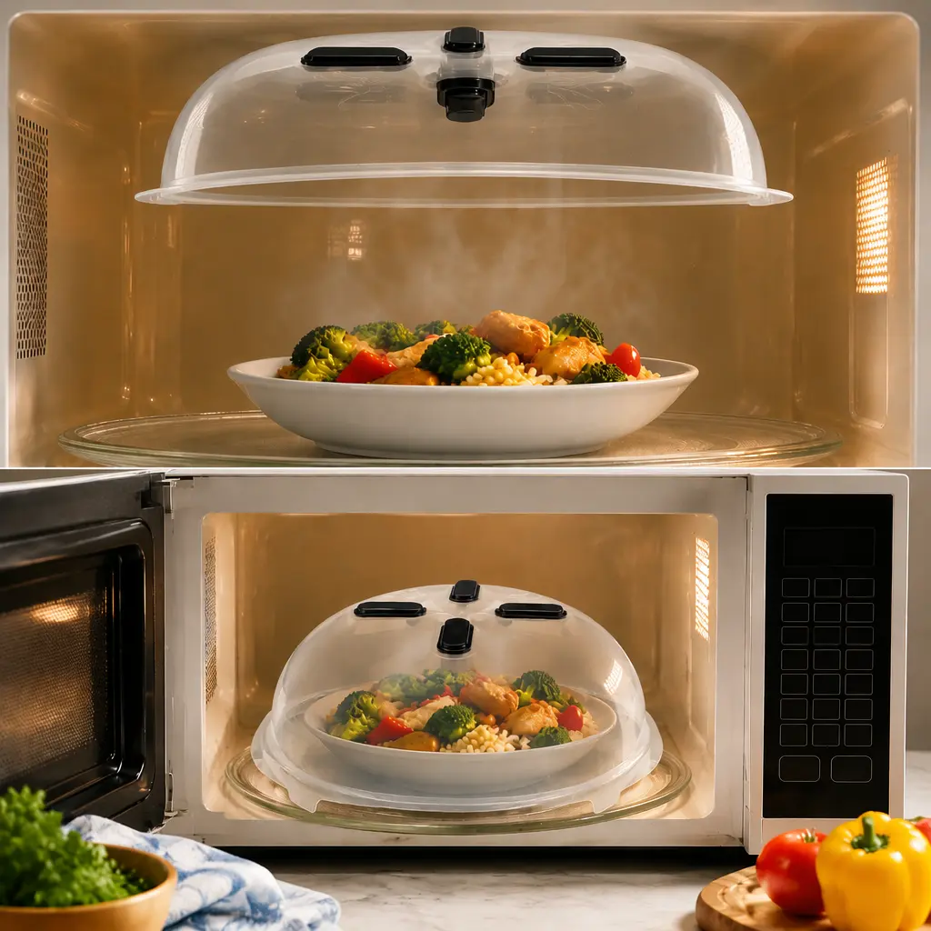 Magnetic Microwave Splatter Cover, BPA-Free Food Plate Lid with Upgraded High-Strength Magnetic Grip, Vented Splash Guard with Ergonomic Handle, Dishwasher Safe & Space-Saving Storage