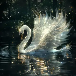 Swan Lake 5D Diamond Painting Kit - Large Frameless DIY Craft, Round Rhinestone Art for Beginners, Handmade Gemstone Wall Decor Gift - For Adults & Teens - Perfect for Relaxation & Home Decor - Ideal Gift for Art Lovers & Crafting Enthusiasts