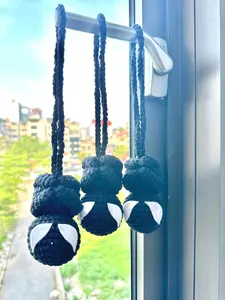 [ Real Photo ] Handmade Car Mirror Keychain Made of Wool Crochet Hanging Venom