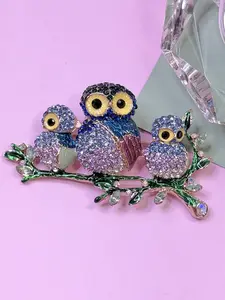 Vintage Owl Crystal Brooch – Colorful Statement Piece