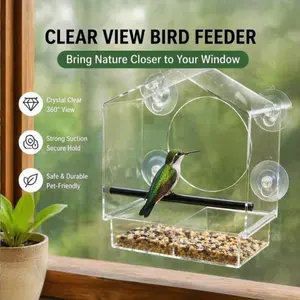 Acrylic transparent plastic small bird cage outdoor adhesive hummingbird feeder panoramic transparent acrylic bird nest