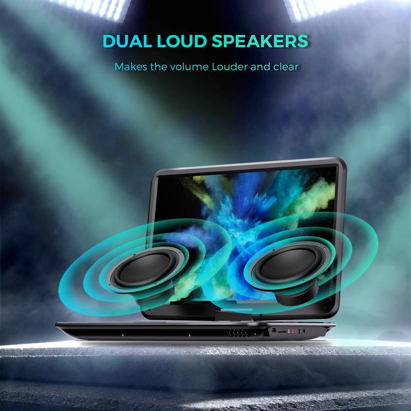 [2026 Updated] 17.9" Portable DVD Player w/ 15.6" Large HD Screen, Dual High Volume Speaker, Lossless Audio, 6-Hour Big Capacity Battery, Remote Control, Support CD/USB/SD Card/Sync TV & Multiple Disc Formats