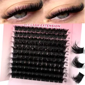 UMIRYAO  80D/100D/120D/160D/200D DIY Cluster Eyelashes 200pcs/180pcs/160pcs/140pcs/120pcs 8D Luxury Fluffy DIY Cluster Lashes - 14-20mm Mixed Length Lash Extension 0.07mm Russian D Curl Thick And Reusable Dramatic Lashes Easy For Beginners