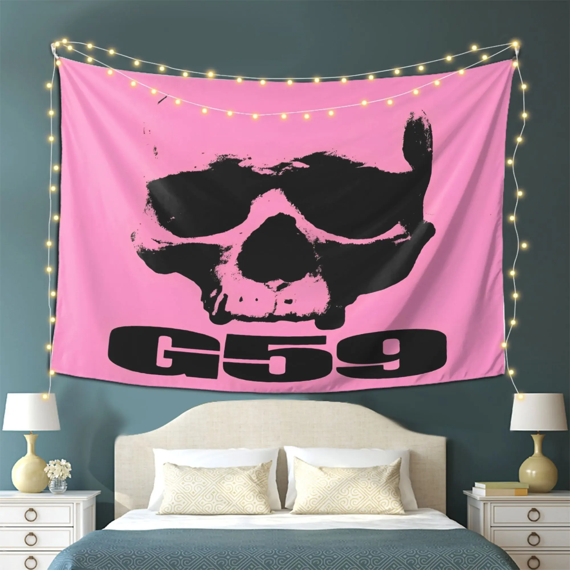 G59 Series Blush Pink Retro Velvet Tapestry - Animal & Industrial Watercolour Print, Machine-Washable Polyester Decorative Hanging, Valentine's Day Gift, Bedroom Wall Decor