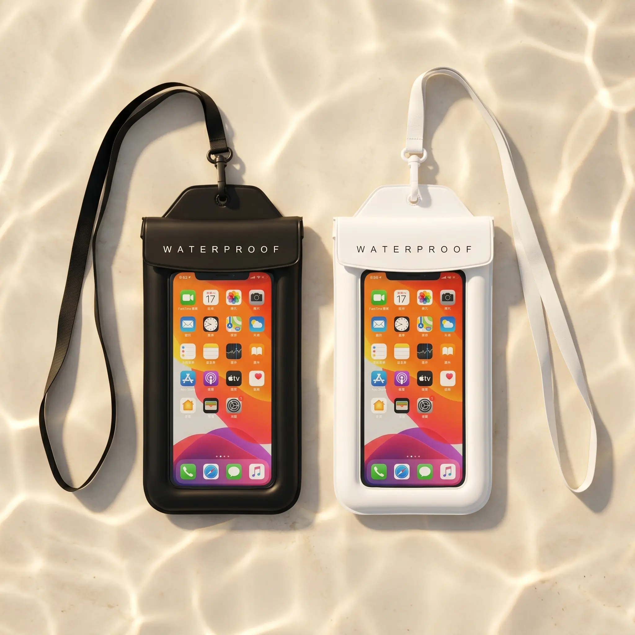 Waterproof Phone Pouch Floating with Lanyard, 4-Layer Protection Double Seal Dual Hook and Loop Closure, Foam Float, Clear Touch Screen, Fits Phones Up to 6.7 in for Swimming Beach Pool Travel