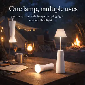 3in1 Portable LED Lamp – Desk Light, Hanging Camping Lantern & Flashlight, Stepless Dimming, 3 Lighting Modes, Rechargeable battery, Warm & White Light Modes, Long Battery Life