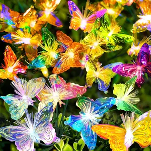 Solar Garden Lights Outdoor: Swaying Butterfly Flowers Light for Yard Decor - LED Fairy Waterproof for Patio Outside Decorations - Butterflies Decorative Lawn Grave Cemetery