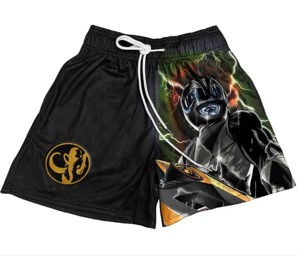 Mighty Morphin Power Ranger Black Gym Shorts Sport Knee Pants Basktetball Shorts Athletic Summer Shorts