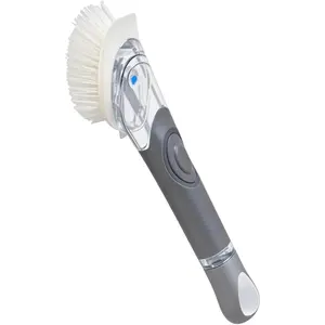 CELOX Dish Brush with Soap Dispenser for Cleaning Pots, Dishes, Bowls, Gray