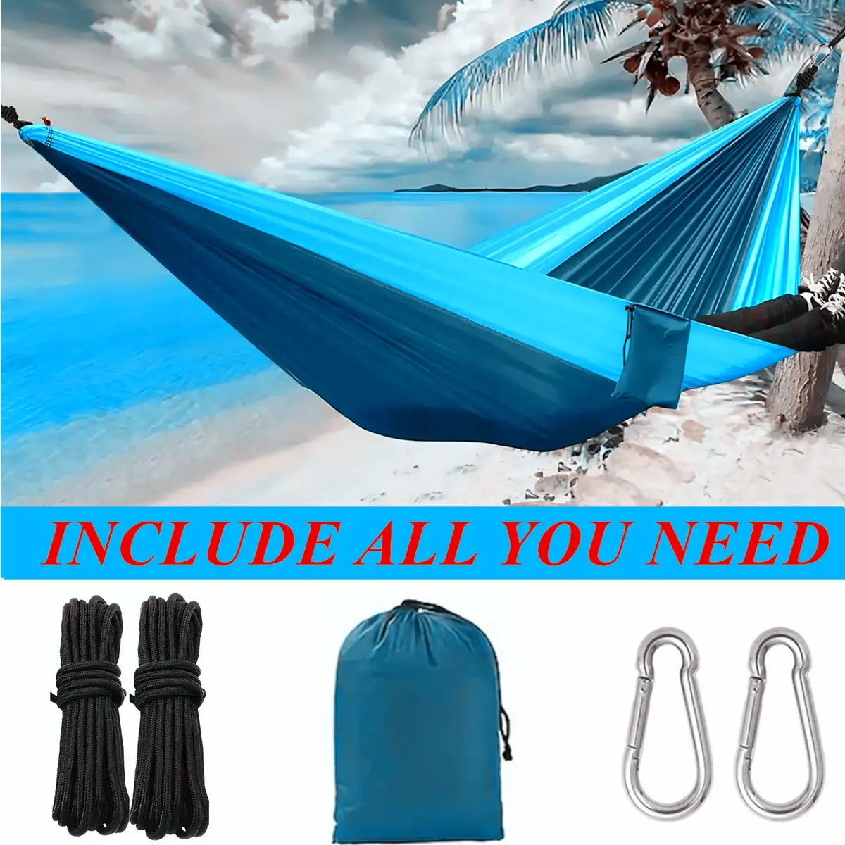 New Camping Hammock, Ultra-Light Portable Single/dual Person Colorful Hammock, Multiple Sizes Colors Available, Nylon Hammock with Hooks, Portable Travel Hammock, Portable Outdoor Hammock