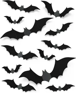 120 Pcs Halloween Decorations 3D Bats Decor - Scary Indoor Bat Stickers for Wall Decor, Bedroom & Bathroom Pack  Ornaments Spooky Set
