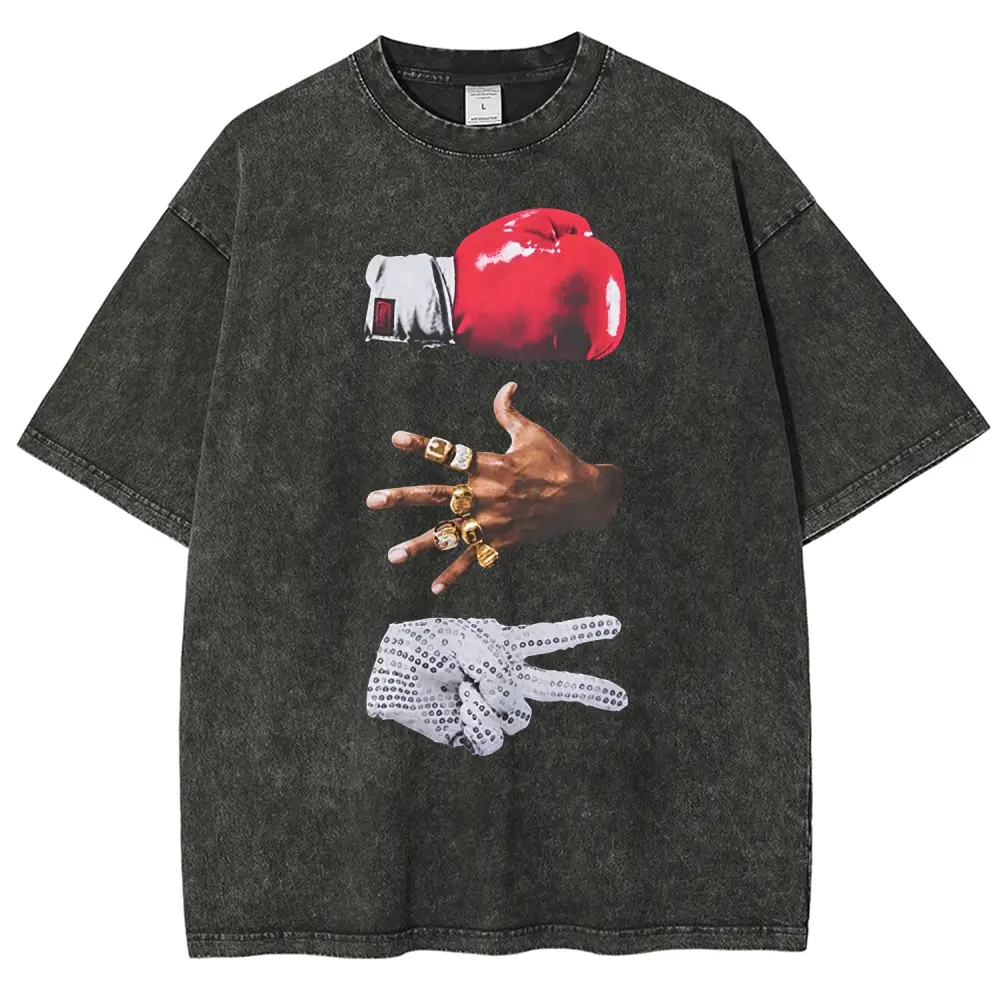 Men's Streetwear T-Shirt with Retro Boxing Graphic - Vintage Washed Heavyweight Top, Oversized Shortsleeve Round Neck, Ideal for Mens Gifts, Menswear, Heavyweight Tee, Soft Fabric, Graphic Tees, Mens Clothing, Unisex Sizes