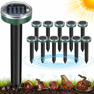 12Pcs Snake Repellent for Yard, Mole Repellent, Solar Ultrasonic Groundhog Gopher, Snake ，Mole ，Rodent， Skunk, Vole, Rabbit, Rodent,Repellent Outdoor for Lawn Garden & Yard rodent repellent control device rechargeable repeller