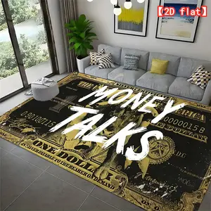 2D flat Money talk theme. Carpet, living room carpet, washable living room carpet, flannel living room carpet washable, Vintage Area Rug