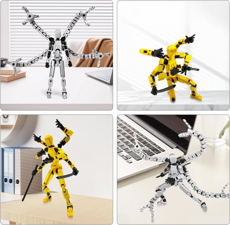 2 Pcs T13 Assembly Completed 3D Action Figure Set 3D Printed Multi-Jointed, Titan 13 Action Figures, Multi-Articular Lucky Mobile Robot Nova,Desktop Decorations for Game Lovers Toys