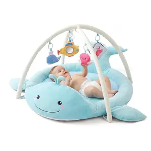 Baby Play Mat, Whale Tummy Time Mat with Toys, Baby Activity Gym for Infants 0–12 Months Sensory Floor Mat for Boys & Girls