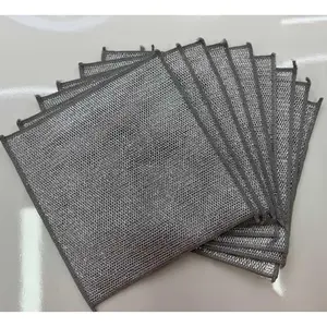 10 Pieces Silver Color Steel Wire Cleaning Cloth, Simple Style Oil Removal, Durable No Scratch Pot Cleaner, Home Kitchen Daily Clean
