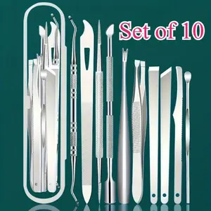 10 piece stainless steel internal toenail and stratum corneum removal kit - odorless foot and nail kit, Manicure, Foot Rasp, Foot File Tool, no power required, portable storage box, Nail Care Tools
