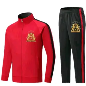 Souverain Mens Joggers Set Red and Black Size XS Medium Large XL Tracksuit with Lion Emblem