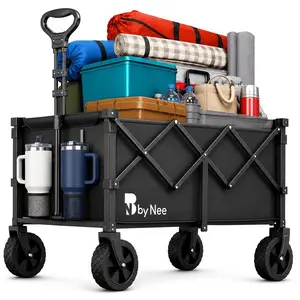 500 Lb Heavy-Duty All-Terrain Foldable Steel Frame Oxford Fabric Utility Wagon - Ideal for Gardening, Outdoor Camping, Hauling Tools/Gear (Home Improvement Building Supplies Trolley)