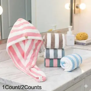 Super Absorbent Quick Dry Hair Towel Cap for Women | Ultra Soft Microfiber Hooded Towel Turban for Fast Drying After Shower | Lightweight Portable Hair Wrap Reduces Blow Drying Time | Fashion Design Cute Headband for Home Travel Bath Essentials