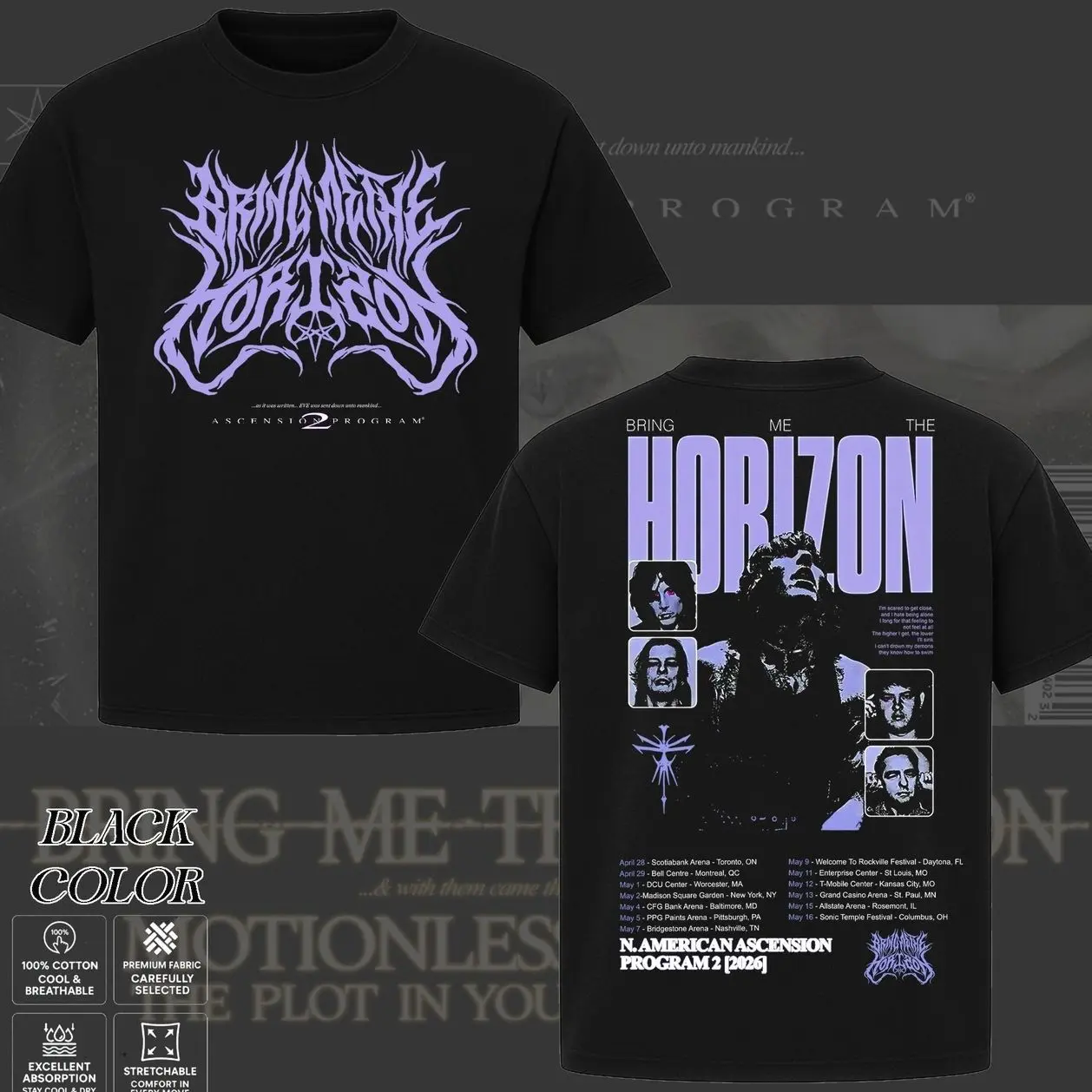 Bring Me The Horizon North American Tour T-Shirt, Retro Rock Band Tee, BMTH Tour 2026 T-Shirt, 'Ascension Program 2' Music Tour T-Shirt, Unisex Oversize Heavy Metal Band Tee, Gift for Metal Music Lovers, Rock Music Gift for Men & Women. N9Z