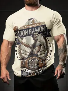 Mexican boxer Don Ramon 3D digital printed T-shirt, casual, Streetwear, versatile and Athletic men's sport round-neck short-sleeve, suitable for daily wear, a perfect holiday gift for men