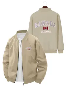 Fashion Trendy Men's Canada Vancouver Printed Baseball Jacket for Daily Casual Streetwear and Outings