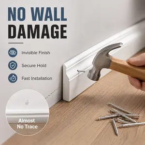 100PCS Invisible Double-Head Trim Nails, Seamless Baseboard Fastening Kit for Wall Panels, Moldings & Picture Hanging