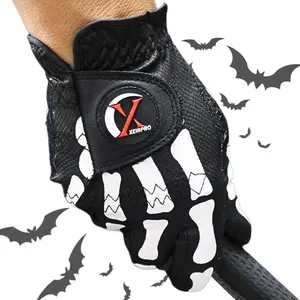 XEIRPRO Skeleton Death Grip Men's Golf Gloves (2 Pack) – 100% AAA Synthetic Tacky Golf Glove - Cool & Funny Golf Gloves for Men