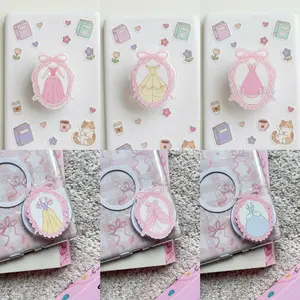 Aesthetic Coquette Bow Frame Phone Grip - Pastel Princess Gown Acrylic Stand - Fairytale Core Phone Accessory - Cute Gift for Girls & Teens - Vintage Royal Dress Phone Holder