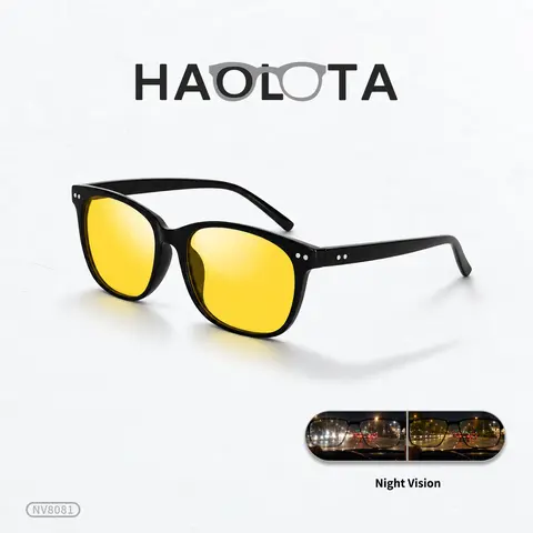 HAOLOTA Night Vision Driving Glasses Polarized HD, Yellow Tinted Anti Glare Sunglasses for Men Women, Square Lightweight Comfortable Stylish Design for Safer Driving Visibility