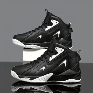Men’s Large Size High-Top Basketball Shoes — Comfortable, Breathable, Non-Slip, Shock-Absorbing Lace-Up Athletic Footwear