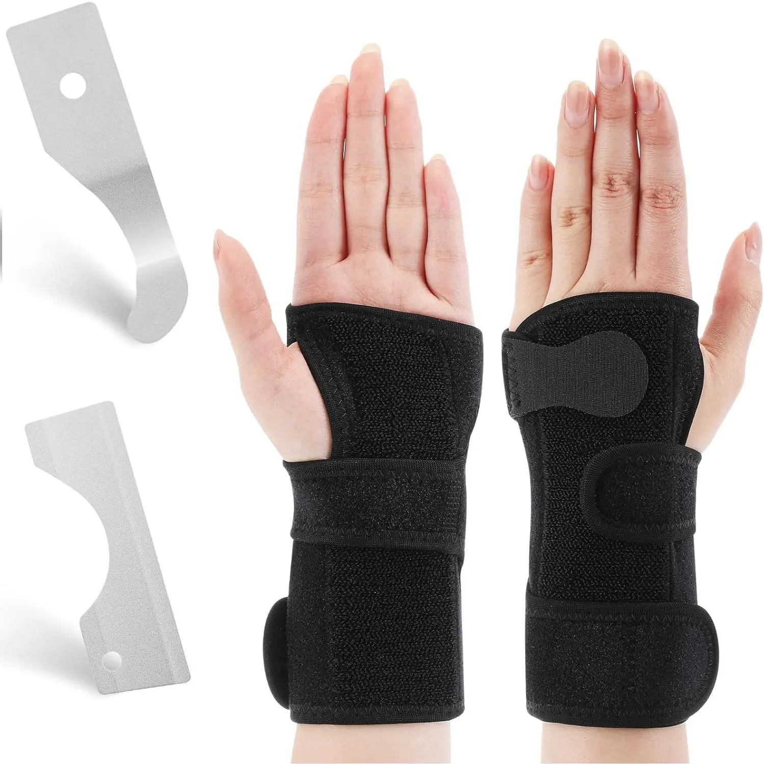 Left-Hand Bowling Wrist Support Brace with Thumb Spica Splint, Removable Aluminum Plate, Breathable Design for Women’s Tendonitis, Arthritis, Sprains (Black)