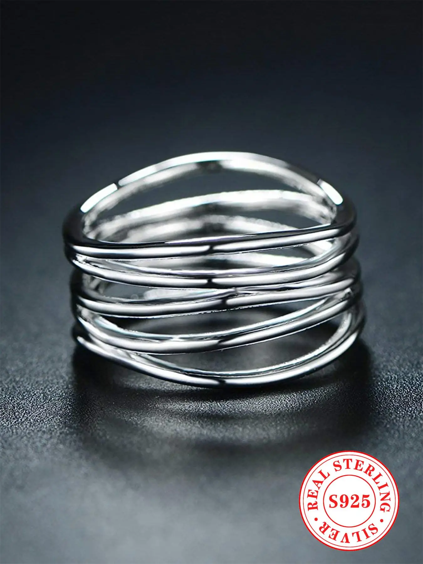 925 Sterling Silver Tiered Layered Design Ring, Fashion Accessories for Women & Girls, Trendy All-match & Exquisite Jewelry for Birthday Gift